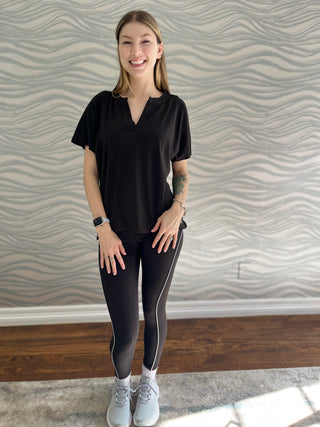 Black Leggings W/Piping