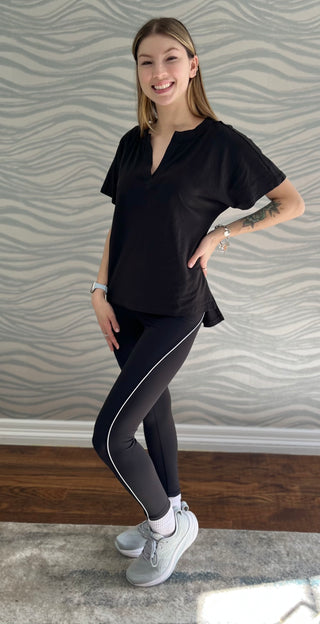 Black Leggings W/Piping