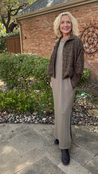 Olive/Brown Animal Bomber