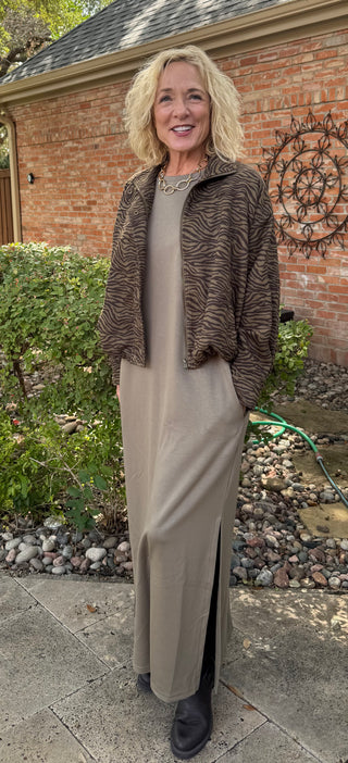 Olive/Brown Animal Bomber