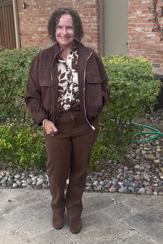 Chocolate Suede Bomber
